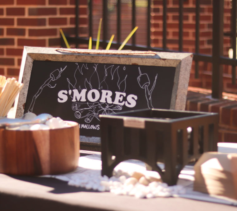 smores sign on the table at the smores pop up